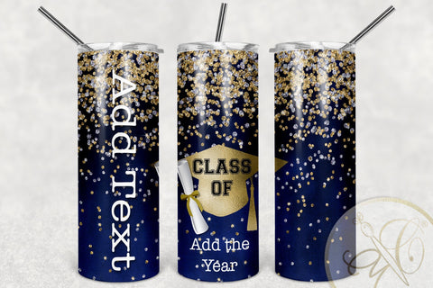 Graduation 20oz Skinny Tumbler Sublimation Blue Color Sublimation Marlene Campos 