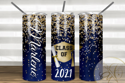 Graduation 20oz Skinny Tumbler Sublimation Blue Color Sublimation Marlene Campos 