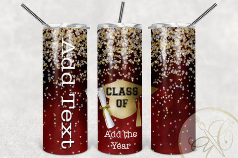 Graduation 20oz Skinny Tumbler Sublimation Burgundy Sublimation Marlene Campos 