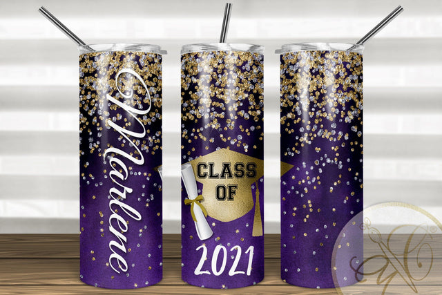 Graduation 20oz Skinny Tumbler Sublimation Purple Color Sublimation Marlene Campos 