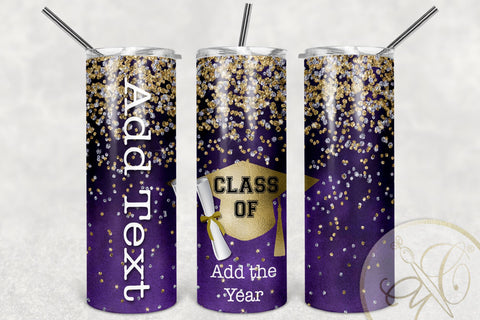 Graduation 20oz Skinny Tumbler Sublimation Purple Color Sublimation Marlene Campos 