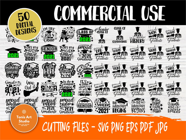 Graduation Bundle 2021 SVG Cut Files, Class of 2021 Svg, Svg Bundle, Senior 2021 Svg, Cricut Files, Silhouette 2021 graduation Shirts Svg SVG TonisArtStudio 