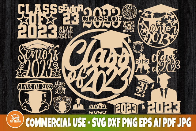 Graduation Cake Topper SVG Bundle, Class Of 2023 Svg, Png, Dxf, Eps, Ai, Pdf, Jpg, Seniors Svg, Grad Cut Files, Cricut, Silhouette Cameo SVG TonisArtStudio 