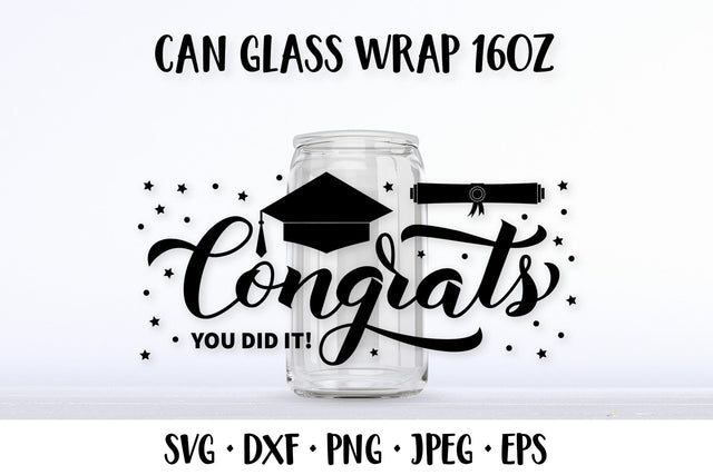 Graduation can glass wrap SVG. Congrats glass can SVG LaBelezoka 