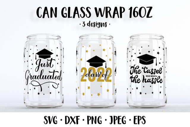 Graduation can glass wrap SVG. Funny graduate glass can SVG LaBelezoka 