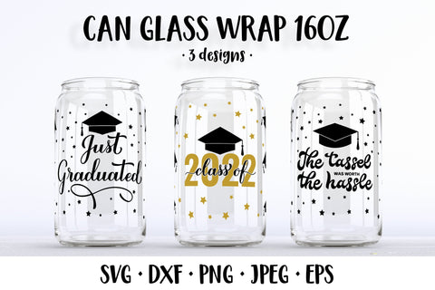 Graduation can glass wrap SVG. Funny graduate glass can SVG LaBelezoka 