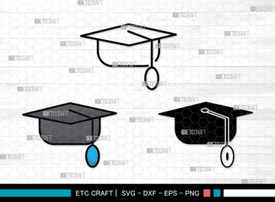 Graduation Cap Icons Color, Graduation Cap Svg, Grad cap Svg, Graduation Cap, Graduation Caps, Graduation Cap Bundle, Icon Bundle, Svg Cut File, Dxf, Eps, Png, SVG ETC Craft 