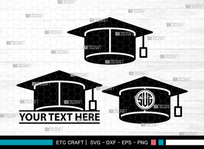 Graduation Cap Icons Monogram, Graduation Cap Svg, Grad cap Svg, Graduation Cap, Graduation Caps, Graduation Cap Monogram, Icon Monogram, Svg Cut File, Dxf, Eps, Png, SVG ETC Craft 