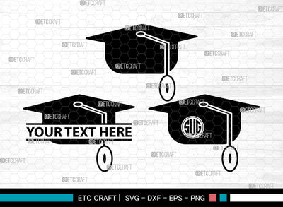 Graduation Cap Icons Monogram, Graduation Cap Svg, Grad cap Svg, Graduation Cap, Graduation Caps, Graduation Cap Monogram, Icon Monogram, Svg Cut File, Dxf, Eps, Png, SVG ETC Craft 