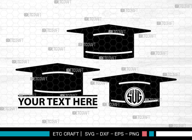 Graduation Cap Icons Monogram, Graduation Cap Svg, Grad cap Svg, Graduation Cap, Graduation Caps, Graduation Cap Monogram, Icon Monogram, Svg Cut File, Dxf, Eps, Png, SVG ETC Craft 