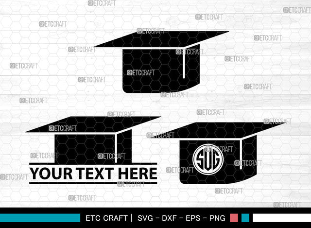 Graduation Cap Icons Monogram, Graduation Cap Svg, Grad cap Svg, Graduation Cap, Graduation Caps, Graduation Cap Monogram, Icon Monogram, Svg Cut File, Dxf, Eps, Png, SVG ETC Craft 