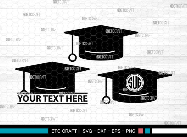 Graduation Cap Icons Monogram, Graduation Cap Svg, Grad cap Svg, Graduation Cap, Graduation Caps, Graduation Cap Monogram, Icon Monogram, Svg Cut File, Dxf, Eps, Png, SVG ETC Craft 
