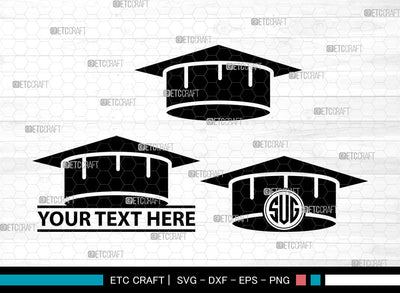 Graduation Cap Icons Monogram, Graduation Cap Svg, Grad cap Svg, Graduation Cap, Graduation Caps, Graduation Cap Monogram, Icon Monogram, Svg Cut File, Dxf, Eps, Png, SVG ETC Craft 