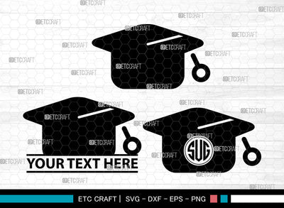 Graduation Cap Icons Monogram, Graduation Cap Svg, Grad cap Svg, Graduation Cap, Graduation Caps, Graduation Cap Monogram, Icon Monogram, Svg Cut File, Dxf, Eps, Png, SVG ETC Craft 