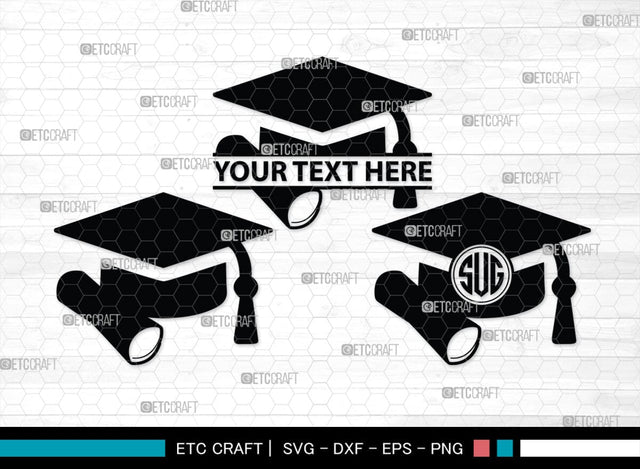 Graduation Cap Monogram, Graduation Cap Silhouette, Graduate SVG, Graduation Svg, Diploma Svg, Graduation Hat Svg, Degree Svg, Graduate Bundle, SB00441 SVG ETC Craft 