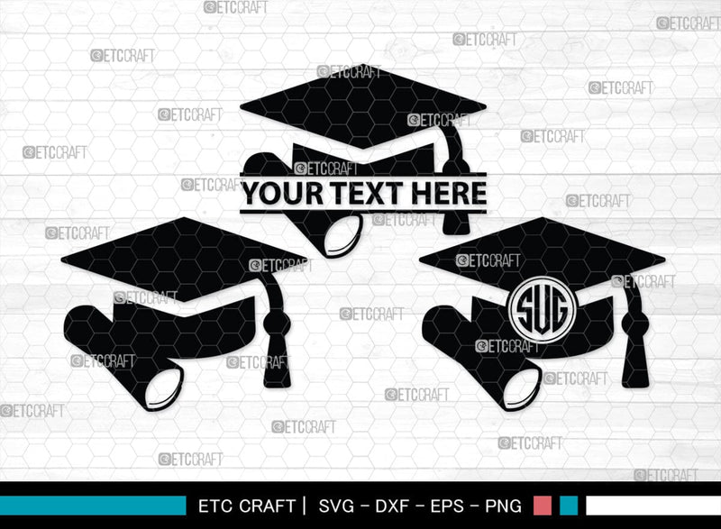 Graduation Cap Monogram, Graduation Cap Silhouette, Graduate SVG ...