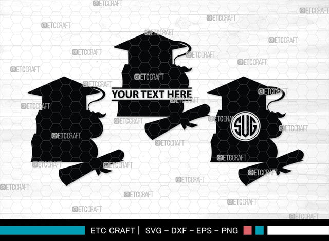 Graduation Cap Monogram, Graduation Cap Silhouette, Graduate SVG, Graduation Svg, Diploma Svg, Graduation Hat Svg, Degree Svg, Graduate Bundle, SB00441 SVG ETC Craft 