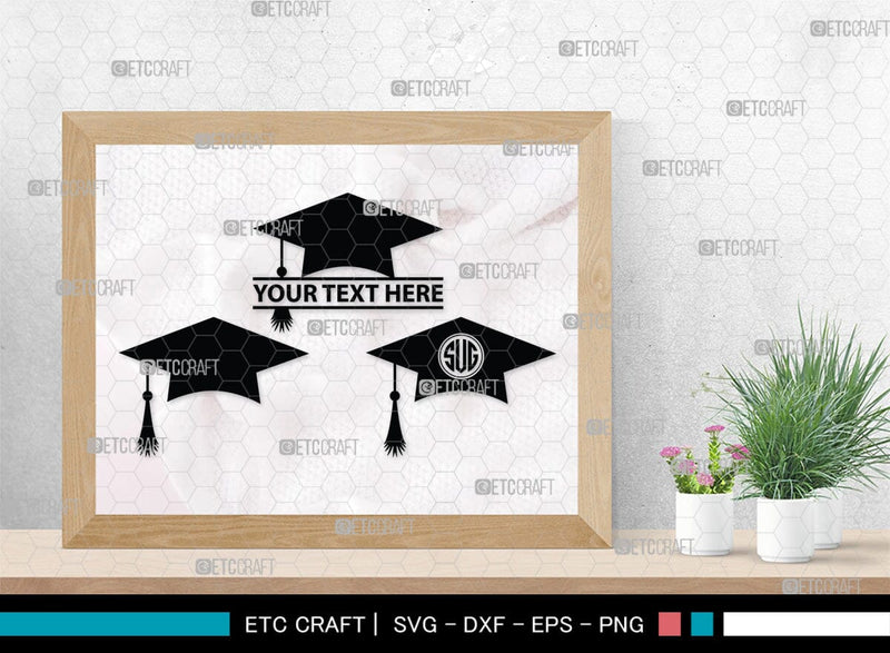 Graduation Cap Monogram, Graduation Cap Silhouette, Graduate SVG ...