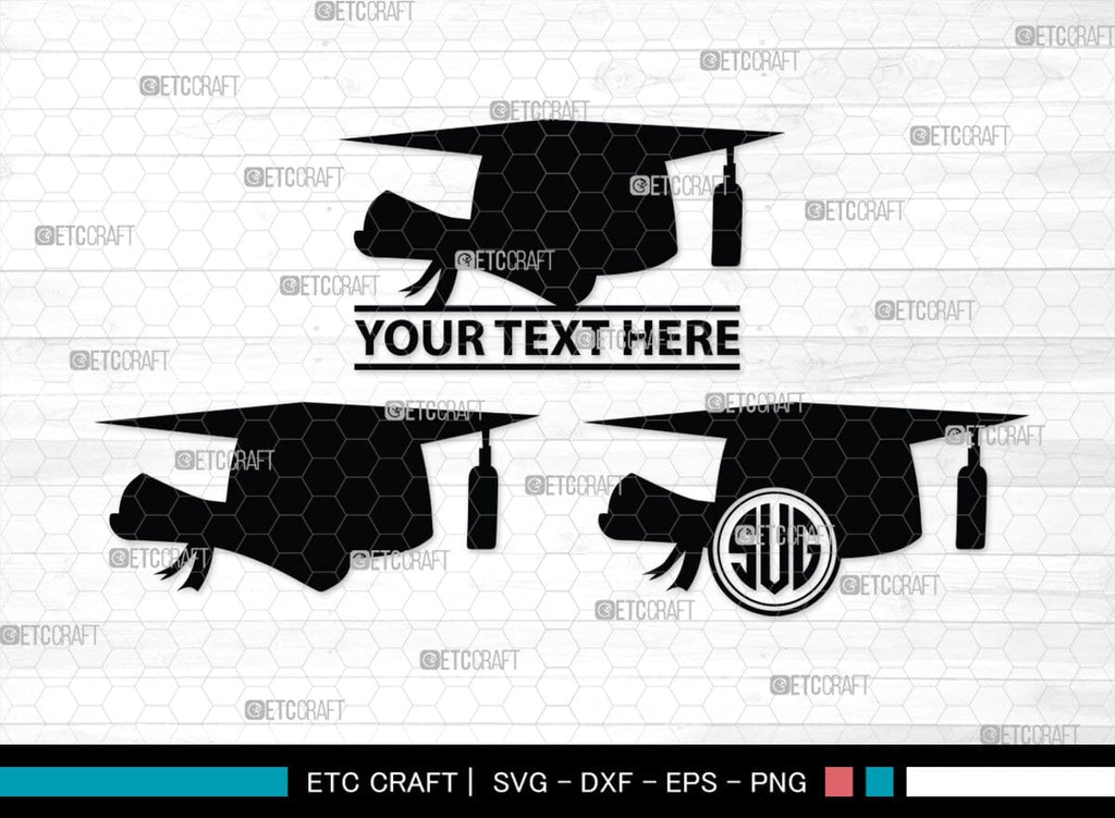 Graduation Cap Monogram, Graduation Cap Silhouette, Graduate SVG ...