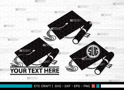 Graduation Cap Monogram SVG | Cap Svg | Graduation Svg | Grad Cap Svg | Graduation Cap Clipart SVG ETC Craft 