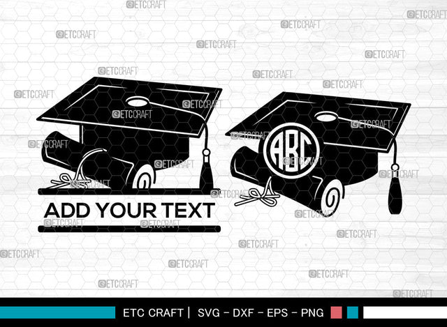 Graduation Cap Monogram SVG, Senior Cap Svg, Graduation Hat Svg, Graduate Svg, Split Monogram Svg SVG ETC Craft 