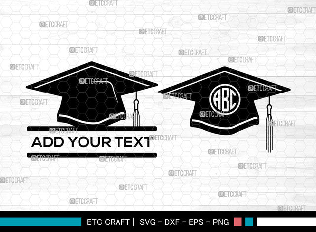 Graduation Cap Monogram SVG, Senior Cap Svg, Graduation Hat Svg, Graduate Svg, Split Monogram Svg SVG ETC Craft 