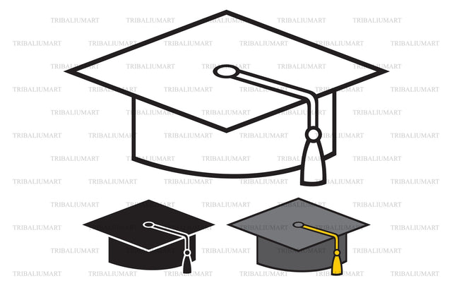 Graduation Cap (mortar board hat with gold trim) SVG TribaliumArtSF 