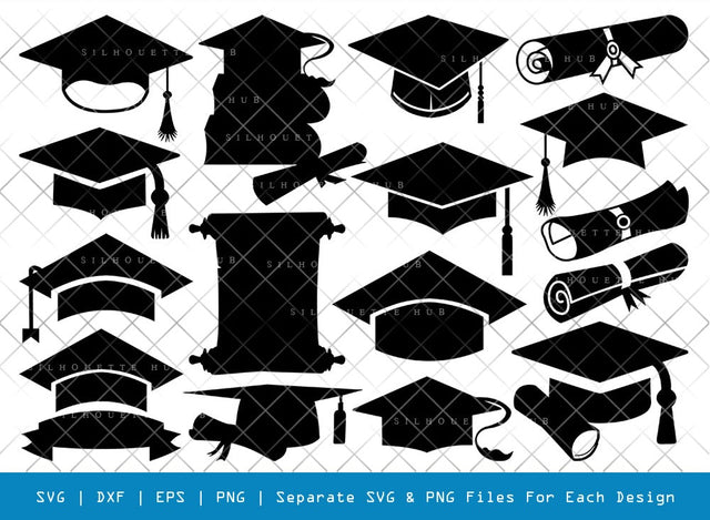 Graduation Cap SVG Cut Files | Graduate Silhouette | Graduation Svg | Diploma Svg | Graduation Hat Svg | Degree Svg | Graduate Bundle SVG ETC Craft 