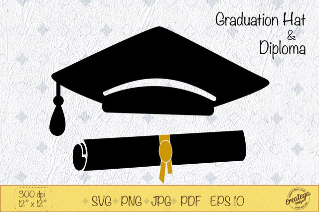 Graduation Cap SVG Diploma SVG Graduation hat SVG Createya Design 