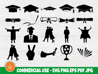 Graduation Cap SVG, Graduation Clipart, Silhouette SVG TonisArtStudio 