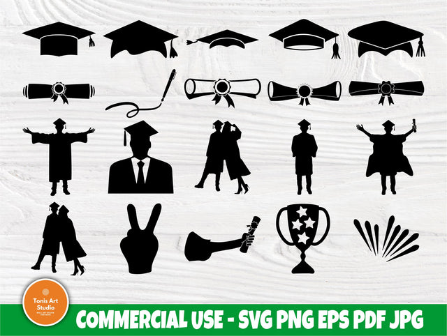 Graduation Cap SVG, Graduation Clipart, Silhouette SVG TonisArtStudio 