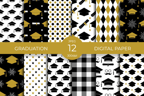 Graduation Digital Paper Bundle. Graduate Seamless Pattern Digital Pattern LaBelezoka 