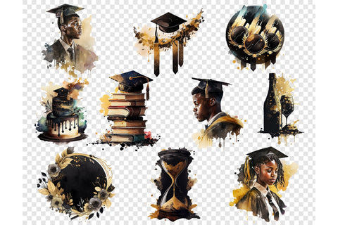 Graduation Elements Set | African American Clipart Bundle SVG GlamArtZhanna 