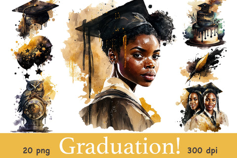 Graduation Elements Set | African American Clipart Bundle SVG GlamArtZhanna 