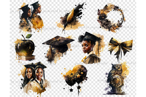 Graduation Elements Set | African American Clipart Bundle SVG GlamArtZhanna 