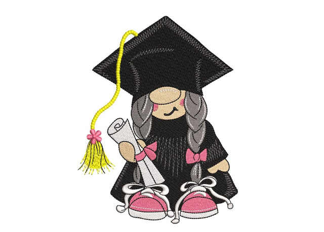 Graduation Girl Gnome Embroidery Design, 2023 Graduation Embroidery File, 3 sizes, Instant Download Embroidery/Applique DESIGNS Nino Nadaraia 