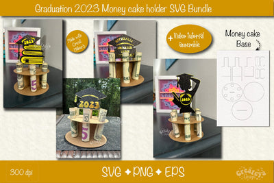 Graduation money cake SVG Graduation Bundle SVG Money holder SVG Cardstock money cake SVG Createya Design 