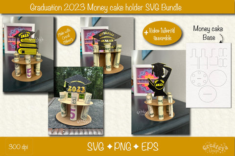 Graduation money cake SVG Graduation Bundle SVG Money holder SVG Cardstock money cake SVG Createya Design 