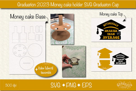 Graduation money cake SVG Graduation Hat 2023 Money holder SVG Cardstock money cake SVG Createya Design 