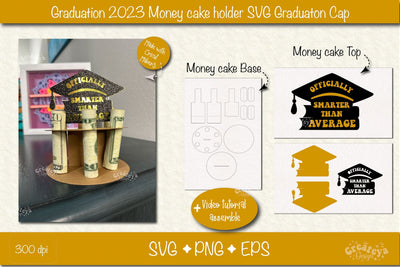 Graduation money cake SVG Graduation Hat 2023 Money holder SVG Cardstock money cake SVG Createya Design 