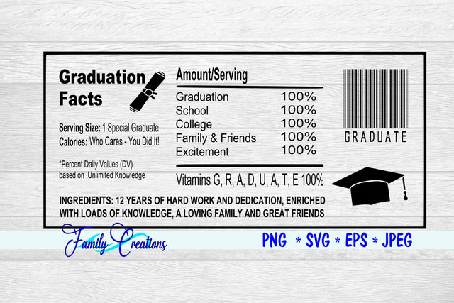 Graduation Nutrition Facts SVG Family Creations 
