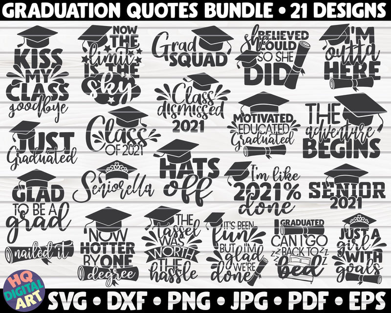 Graduation Quotes SVG Bundle | 21 designs SVG HQDigitalArt 