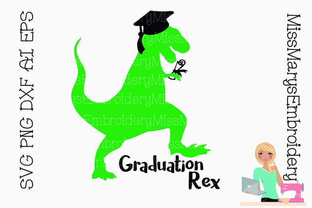 Graduation Rex SVG MissMarysEmbroidery 