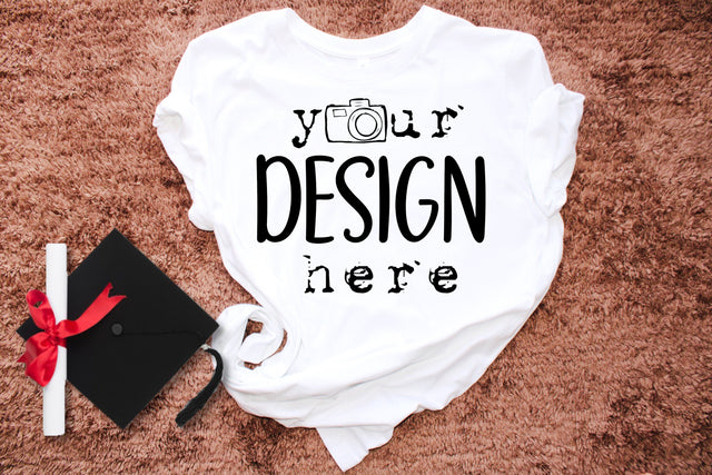 Graduation shirt mockup, Bella Canvas 3001 White Unisex T-shirt Mock Up, Shirt Mock Up, T-Shirt Mock Up, Graduation Mock Up, Flat Mock Up Mock Up Photo ArtStudio 