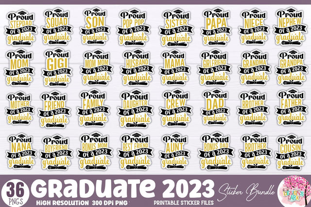 Graduation Sticker Bundle Sublimation DESIGNS DARK 