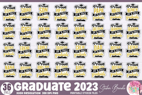 Graduation Sticker Bundle Sublimation DESIGNS DARK 