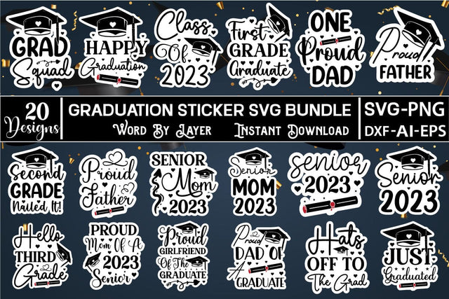 Graduation Sticker SVG Bundle Sticker SVG SVGs,Quotes and Sayings,Food & Drink,On Sale, Print & Cut SVG DesignPlante 503 