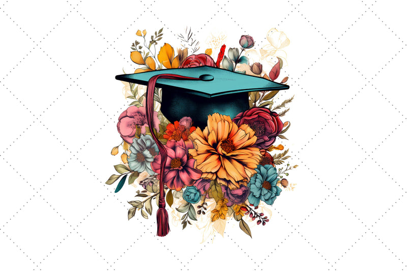 graduation Sublimation Floral Clipart Bundle, Sublimation, graduation ...