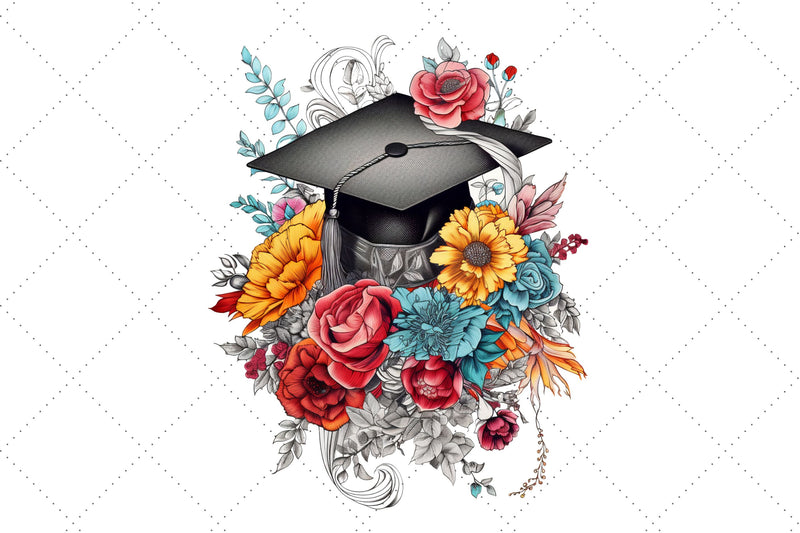 graduation Sublimation Floral Clipart Bundle, Sublimation, graduation ...