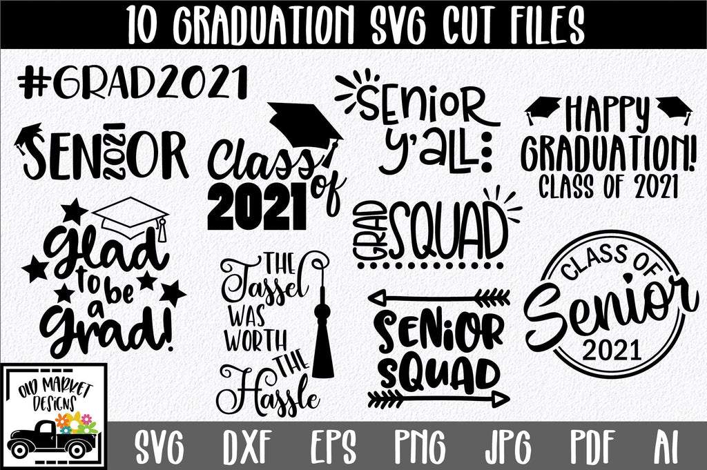 Graduation SVG Cut File Mini Bundle - Includes 10 Designs - So Fontsy
